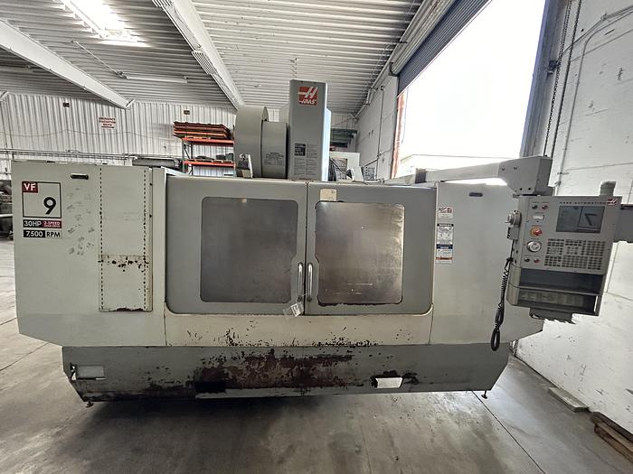 Used 2005 HAAS VF-9 Cat 50 4-Axis CNC Vertical Machining Center with HAAS HRT-450 Rotary Table and Tailstock