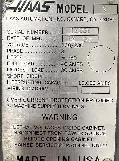 Used 1997 HAAS VF-3 4-Axis CNC Vertical Machining Center