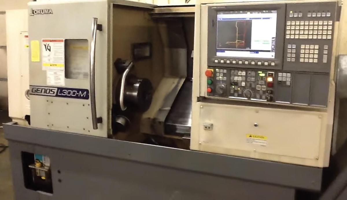 Used 2012 OKUMA Genos L-300M CNC Live Tooling Turning Center