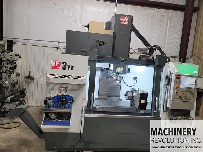 Used 2019 HAAS VF-3YT/50 4-Axis CNC Vertical Machining Center with TSC / PCOOL / WIPS