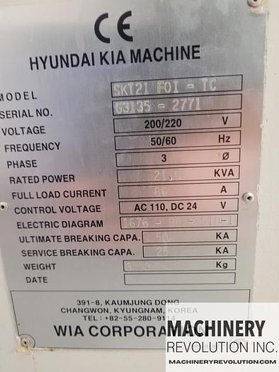 Used 2008 HYUNDAI KIA SKT 21 CNC Lathe