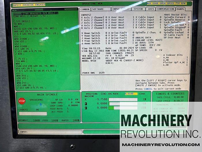 Used 2009 HAAS VF-1D CNC Vertical Machining Center