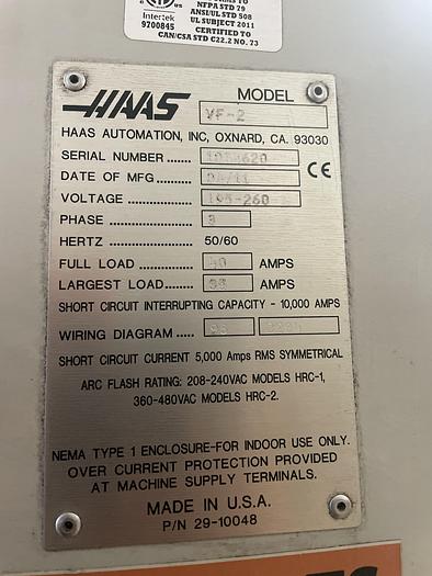 Used 2011 HAAS VF-2 4-Axis CNC Vertical Machining Center