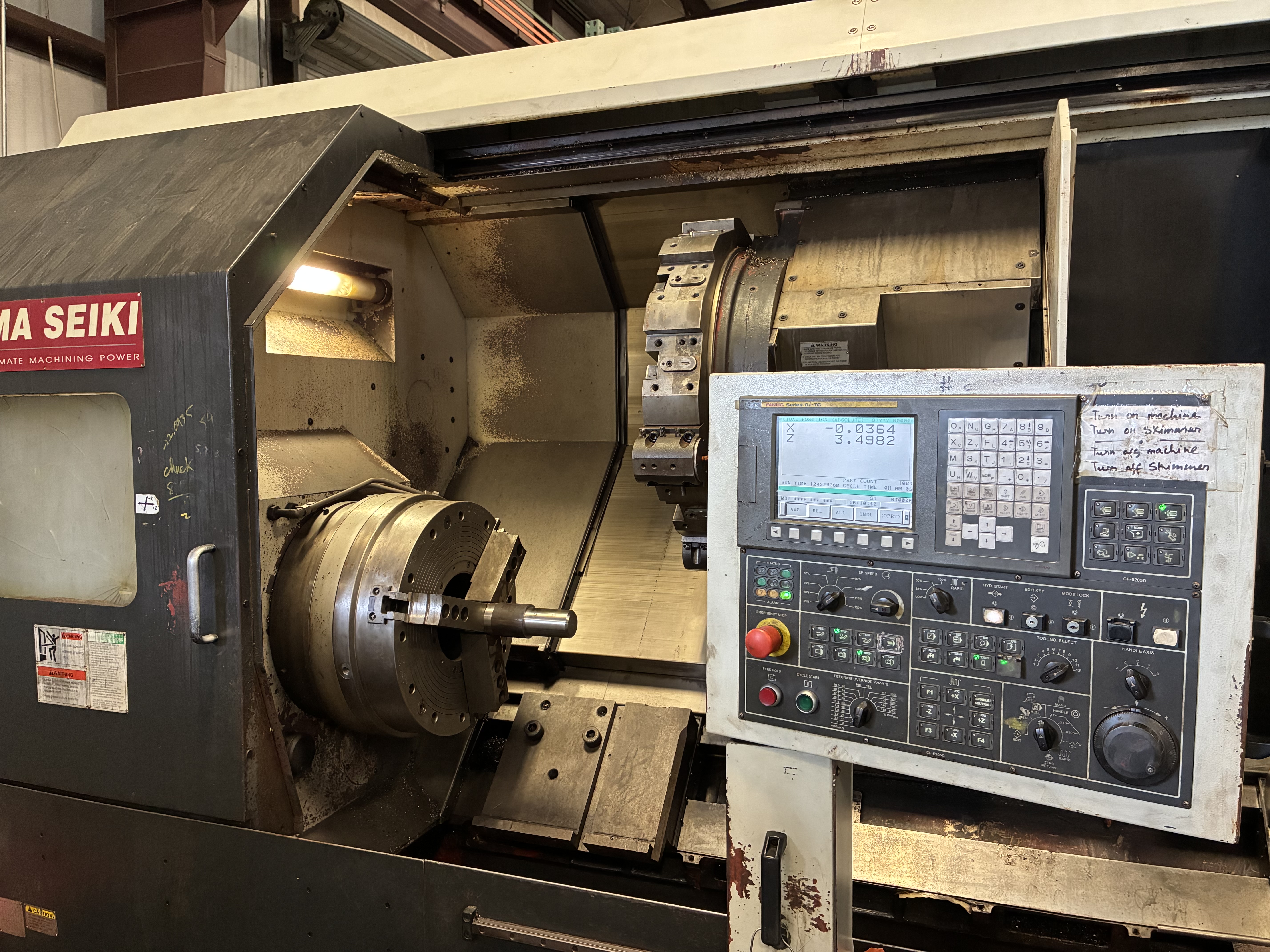 Used 2004 YAMA SEIKI GS-460L 8" Spindle Bore CNC Lathe with Steady Rest