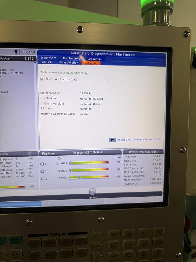 Used 2020 HAAS VF-4SS 4-Axis 12,000RPM CNC Vertical Machining Center WIPS / High Speed Machining / 40+1 ATC