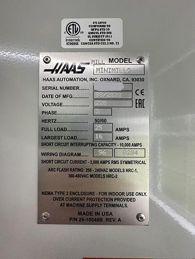 Used 2020 HAAS Mini Mill 2 4-Axis CNC Vertical Machining Center ***Low Hours***