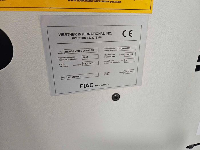 Used 2017 Werther Silver 20 Encapsulated Rotary Screw Air Compressor