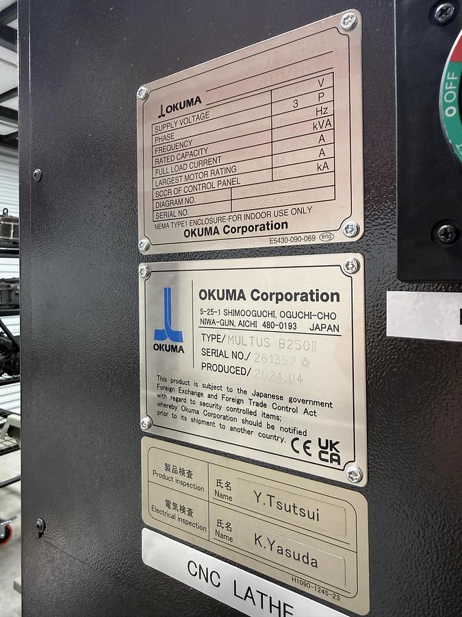 Used OKUMA MULTUS B250II Like Brand New Only 104 Hours Total Running Time