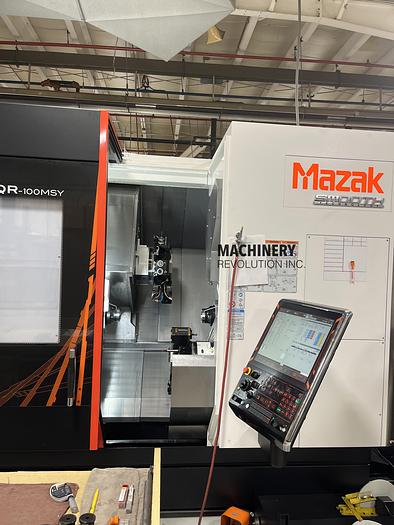 Used 2022 Mazak HQR-100MSY Twin Turret / Twin Spindle / Live Tooling / Bar Feeder CNC Lathe ***156 Hours***