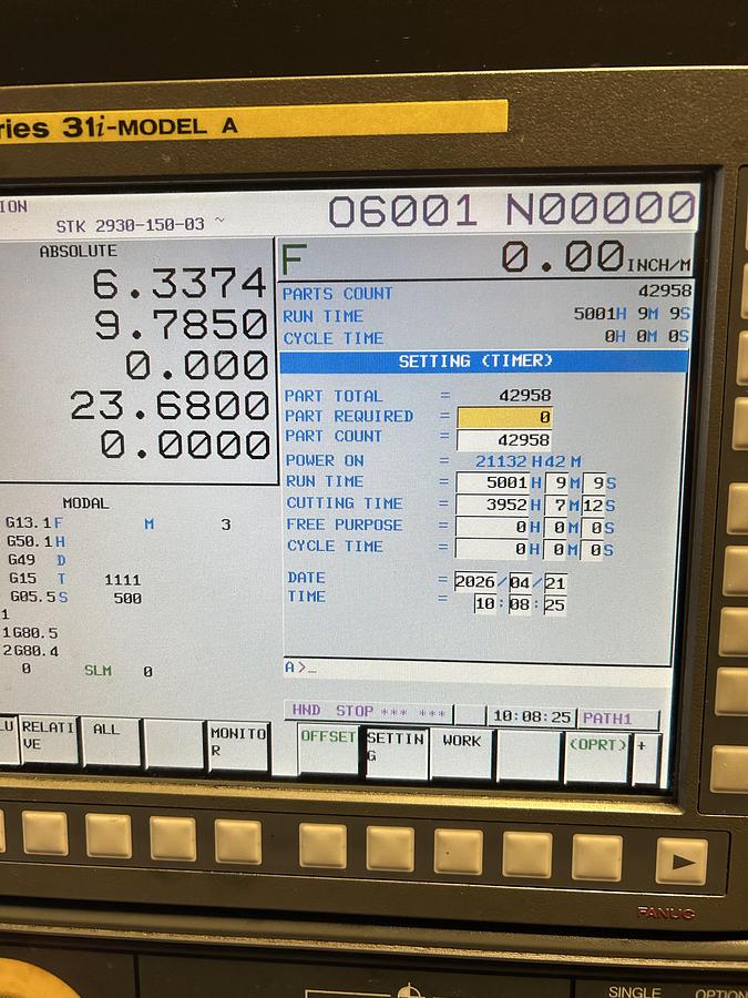 Used 2011 DOOSAN PUMA 2600BSY sub spindle Y axis Low Hours 
