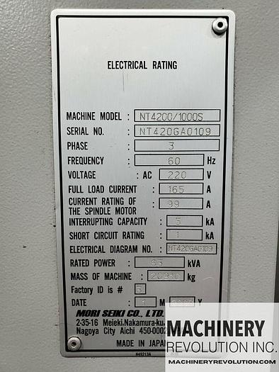 Used 2007 Mori Seiki NT 4200 DCG / 1000S 9-Axis CNC MillTurn with New Spindle