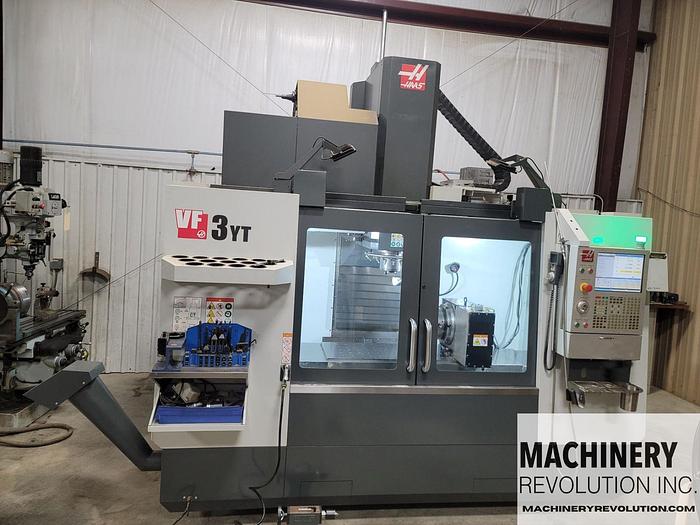 Used 2019 HAAS VF-3YT/50 4-Axis CNC Vertical Machining Center with TSC / PCOOL / WIPS