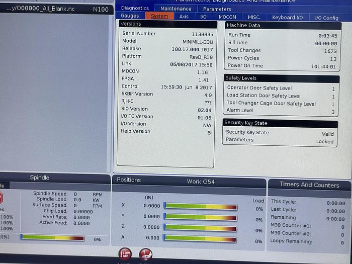 Used 2017 HAAS MINI MILL CNC 4-Axis Vertical Machining Center