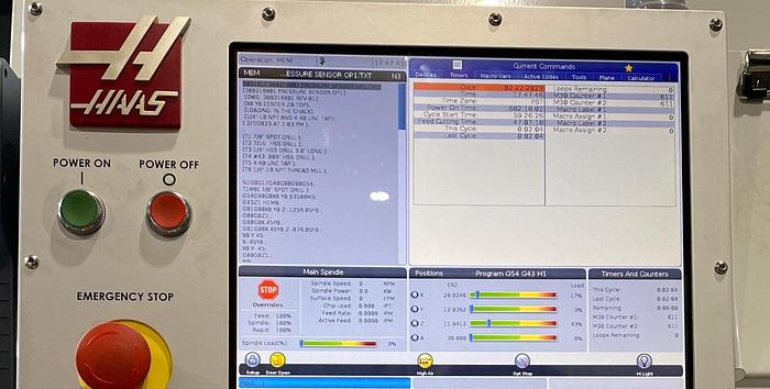 Used 2022 HAAS VF-4 4-Axis CNC Vertical Machining Center ***Low Hours***