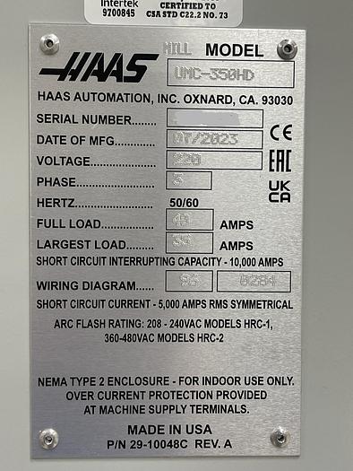 Used 2023 HAAS UMC-350HD 5-Axis CNC Vertical Machining Center *** Only 10 Run Hours HAAS Factory Warranty***