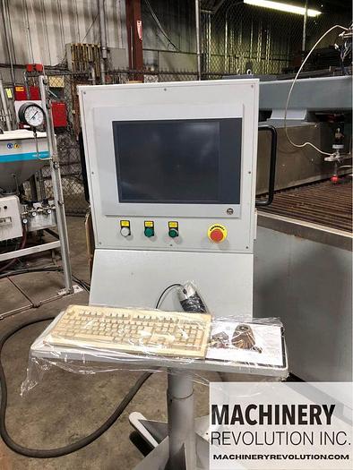 Used 2018 FLOW Mach 2 1313 60,000PSI 4' x 4' Dual Head CNC WaterJet Dual Feed Abrasive Hopper