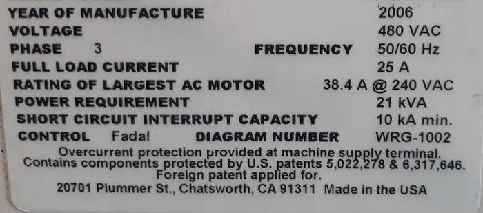 Used 2006 FADAL VMC-8030HT CNC Vertical Machining Center with Fanuc 18i-MB5 CNC Control