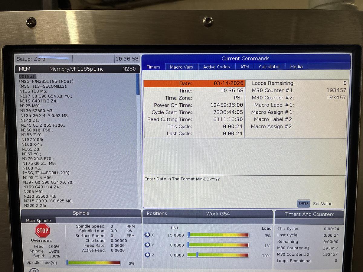 Used 2016  VF-2 CNC Vertical Machining Center ***Low Hours***