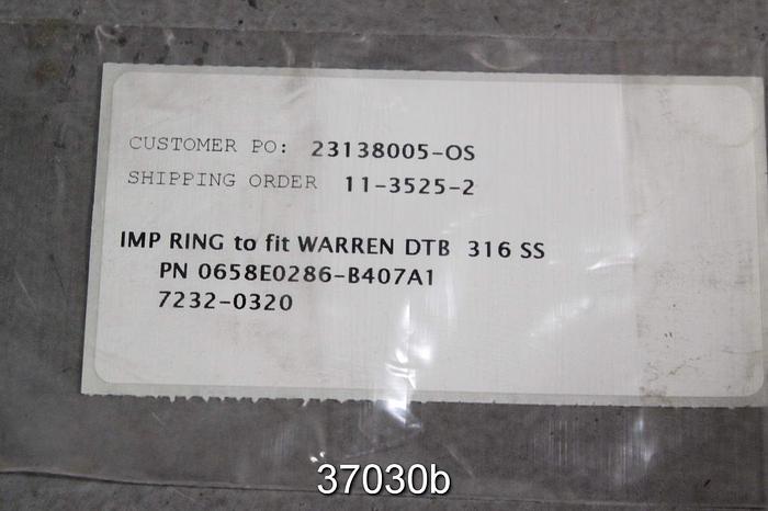 Unused Warren 8DTB22 Pump Impeller Rings, 658E0286 #37030