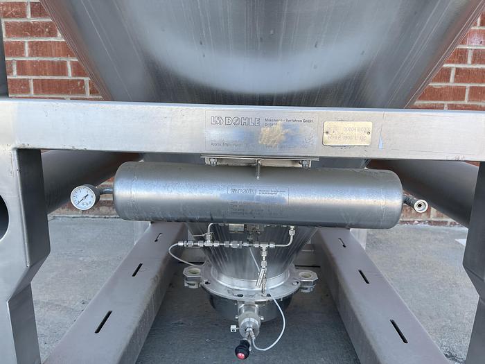 Used LB Bohle 1800 Liter Stainless Steel IBC Blending Tank Max Temp 100 C