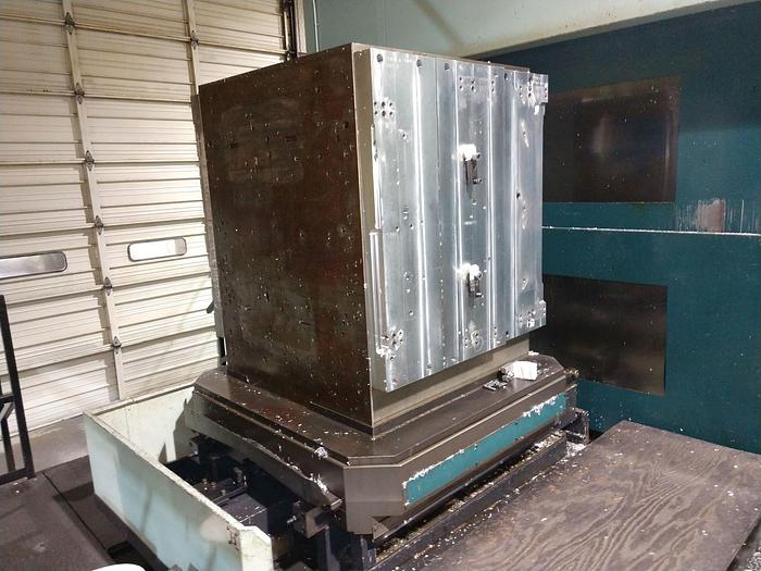 Used 1999 Kuraki Horizontal Machining Center, MOdel KHM 125, Tanle Size 49.5" X 49.5", X Travel 78.5", Y Travel 49.2", Z Travel 39.3", Full 4th Axis Rotary Table, 40 HP, 8000 RPM Fanuc 16M CNC