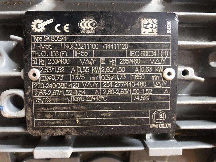 Used NORD Electric motor 0,55 kW, 1650 rpm.