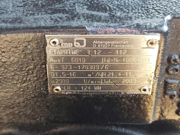 Gebraucht Etaprime Spiralblockpumpe, 3.12 112, 1-16m³/h, 21-11m, 1,1 KW, KSB,  gebraucht