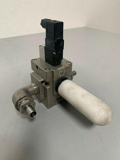 Used SMC VG342-5DZ-06NA 3 Port Poppet Tyle Valve w/ SMC V0307-5DZ1-X84 Solenoid Valve