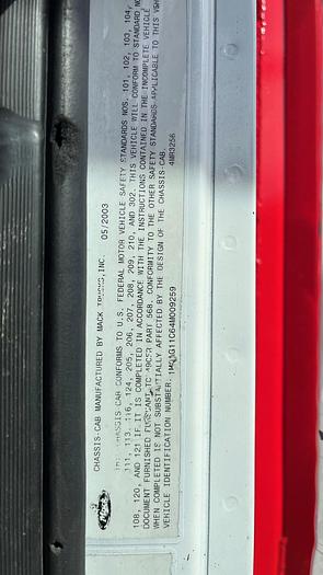 Used 2004 Mack Granite CV713 Tri-Axle Dump Truck