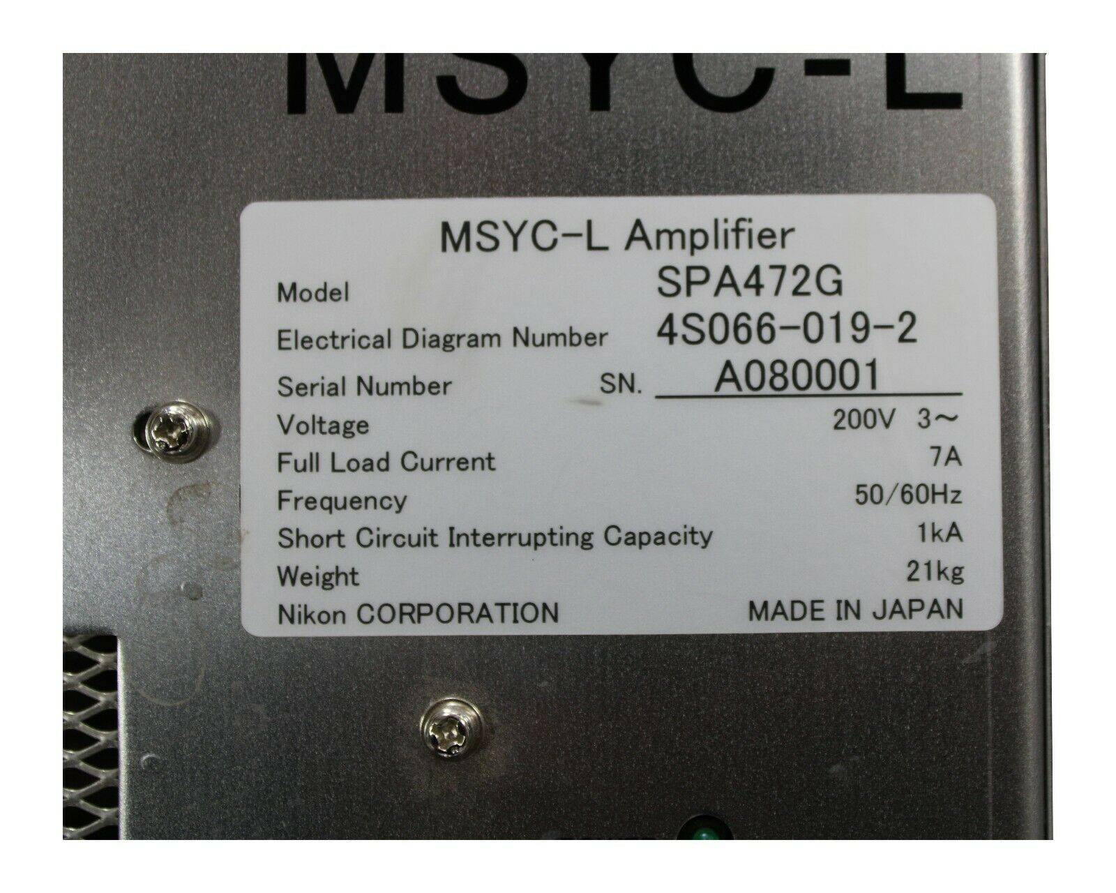 Used Nikon MSYC-L AMPLIFIER SPA472G
