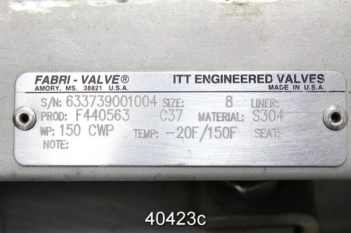 Used 8" Fabri-Valve Hand Operated Knife Gate Valve #40423