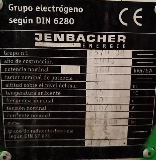 Usado Gerador a gás natural JENBACHER J 320 GS 1000kva