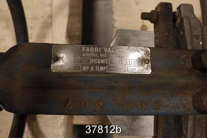 Used Fabri 4" Hand Operated Knife Gate Valven #37812