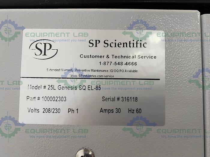 Used 2013 SP Scientific Virtis 25L Genesis SQ EL-85 Pilot Freeze Dryer Lyophilizer 230V
