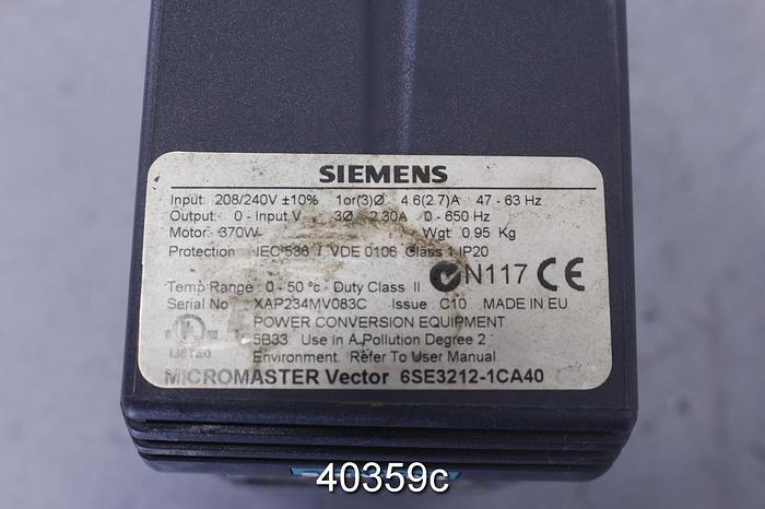 Unused Siemens Micromaster Vector AC Drive #40359