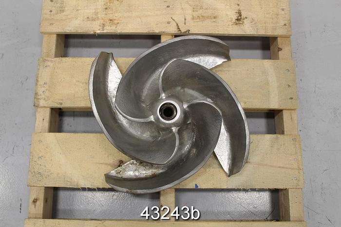 Used Goulds 3175 10x12x18 17.5" Diameter 4-Vane Stainless Steel Impeller #43243