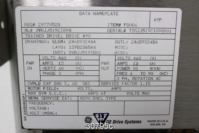 Used Abb AC2000 Adjustable Speed Drive, Model 3VRJJ519CI098 #30795