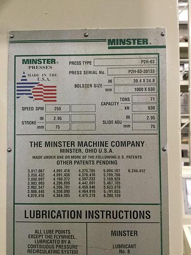 Used 2002 MINSTER P2H-63-39x24-FW