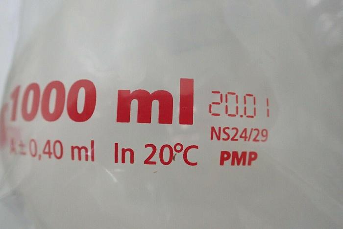 Used Vitlab 67604 Volumetric Flask, 1000ml, Class A, Box of 3