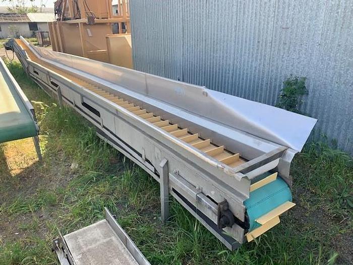 Used 12" Wide x 39.5' Cleated Sanitary Incline Conveyor
