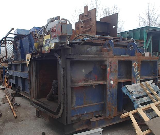Used LOGEMANN TWO RAM BALER MDL. 345M; DUAL 75 HP MOTORS; 14" MAIN CYLINDER