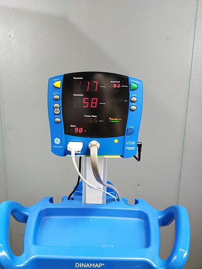 Gebraucht GE Carescape V100 Vitalparameter-Patientenmonitor auf Dinamap Rollstand