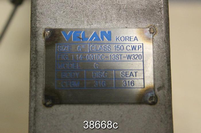 Unused Velan 6" Hand Operated Knife Gate Valve, L14-0310C-13ST-W320, Unused #38668