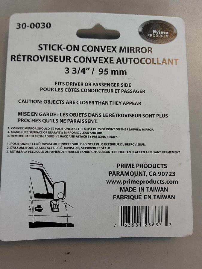 Prime Products Stick On Convex Mirror 30-0030