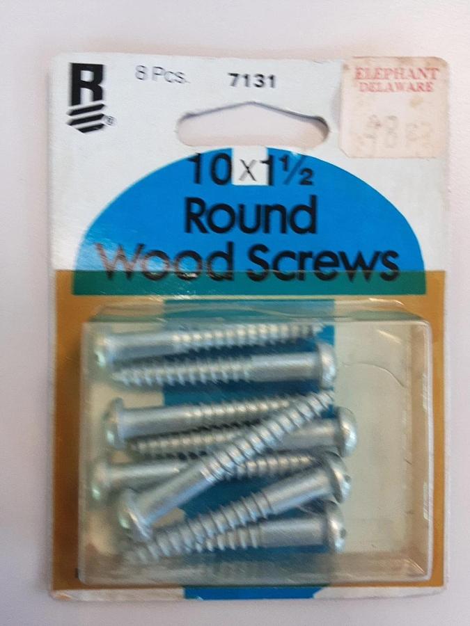 8pcs 10 x 1 1/2 Round Wood Screws. Part # 7131