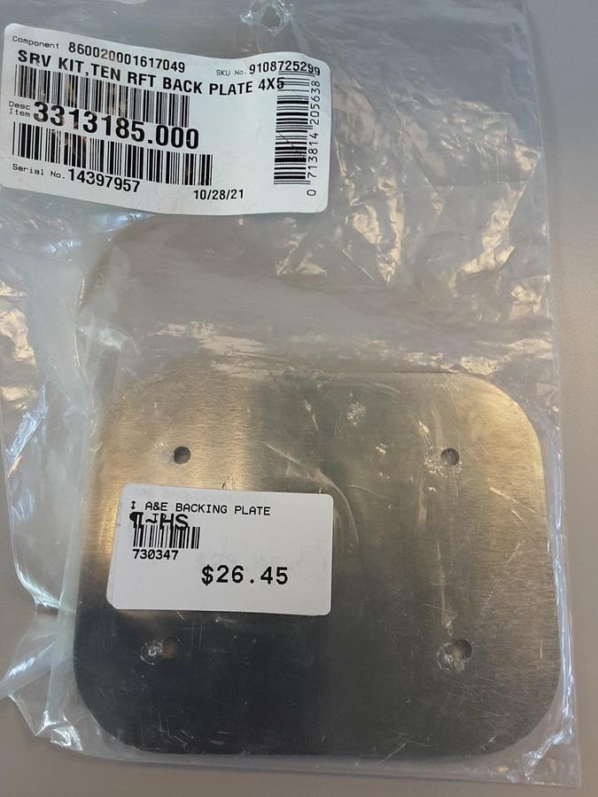 A&E Backing Plate Part Service Kit Ten RFT Back Plate 4x5. Part # 730347
