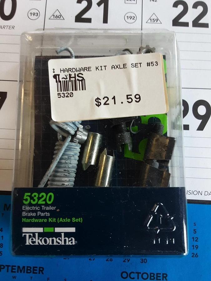 Tekonsha Electric Trailer Brake Parts Hardware Kit (Axle Set). Part # 5320
