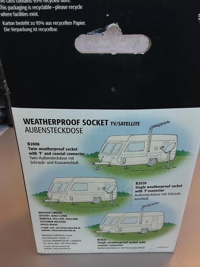 Maxview Weatherproof Socket For TV/Satellite Part #B2027
