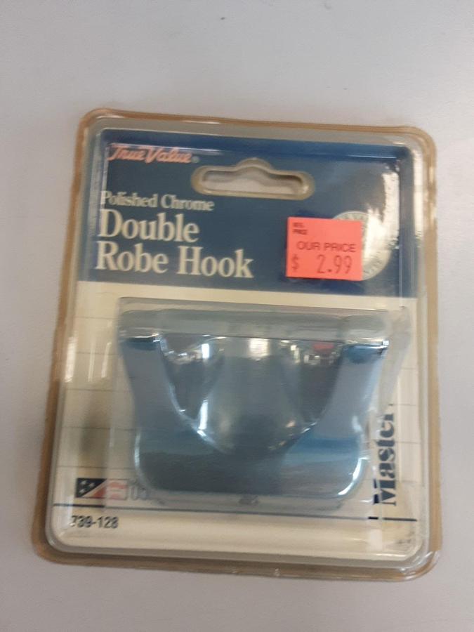 True Value Polished Chrome Double Robe Hook Part #739-128