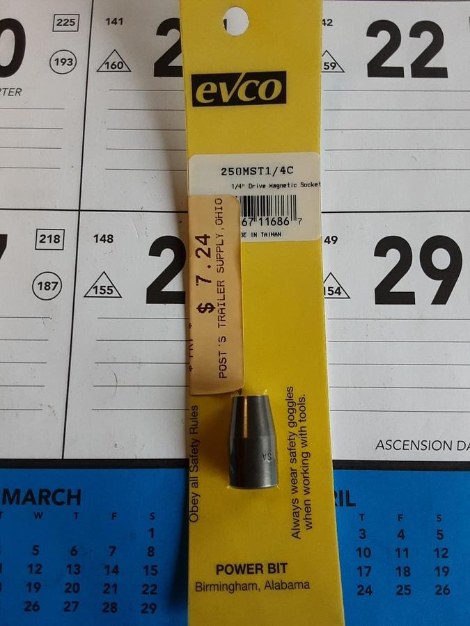 Evco Power Bit 1/4" Drive Magnetic Socket